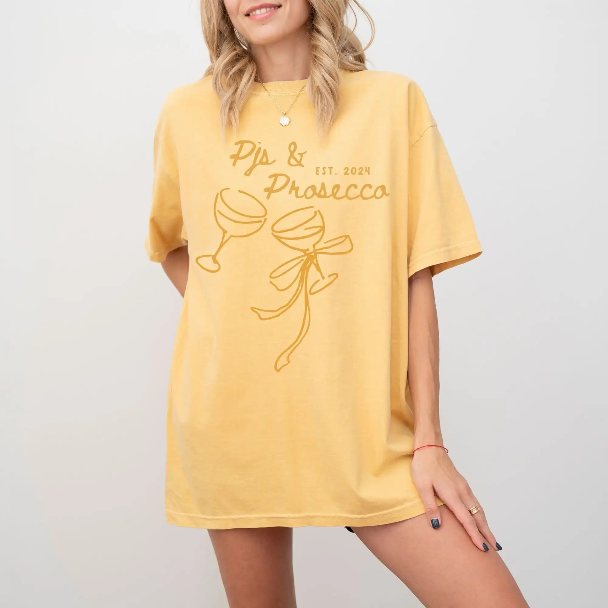 Confort colores Pjs Prosecco champán despedida de soltera camiseta fiesta nupcial S vino cóctel último tostada Bach