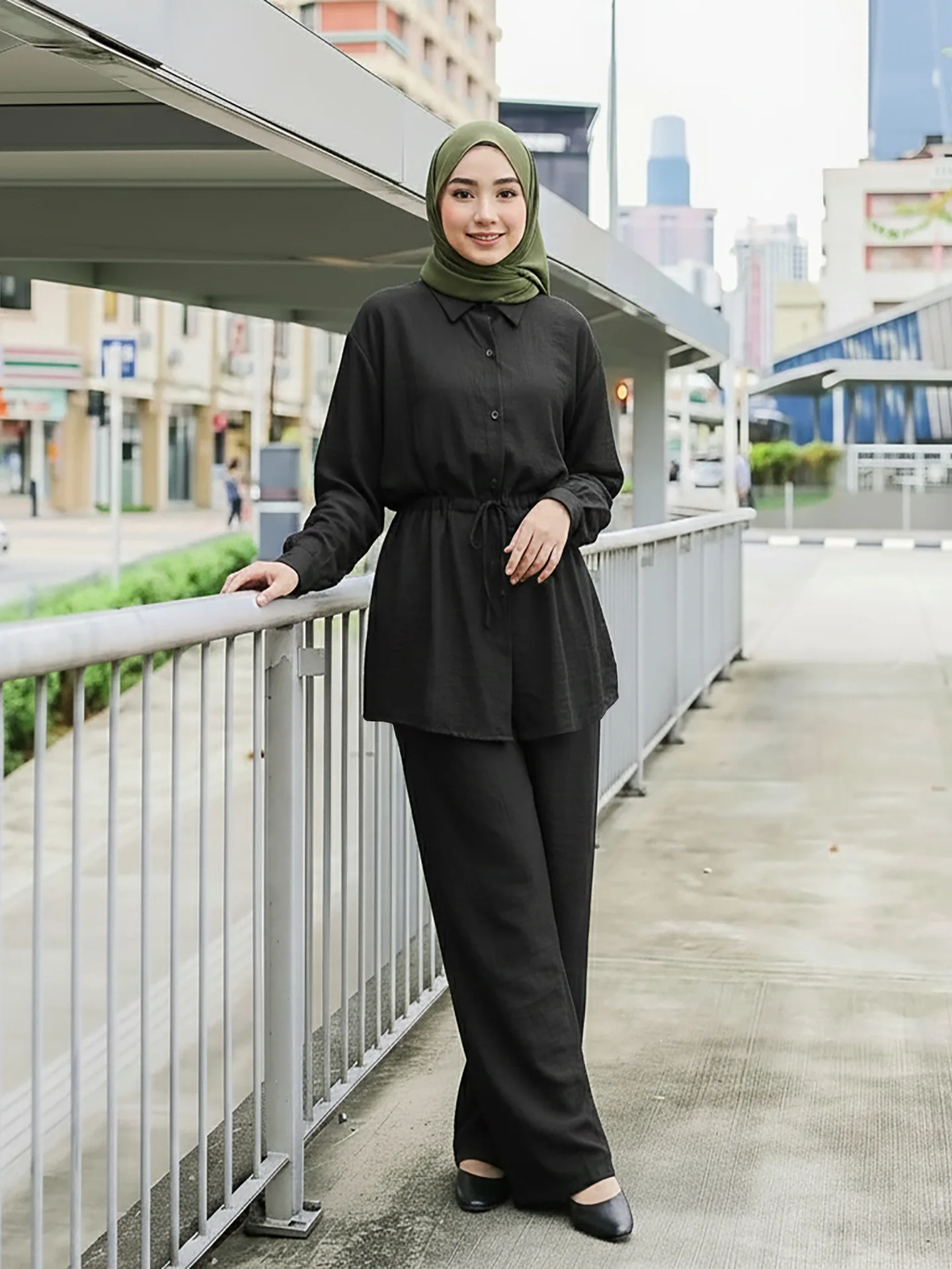 Eid muçulmano conjuntos para mulheres camisa de manga longa com cordão + calças de perna larga femme mussulmane conjuntos islam roupas robe