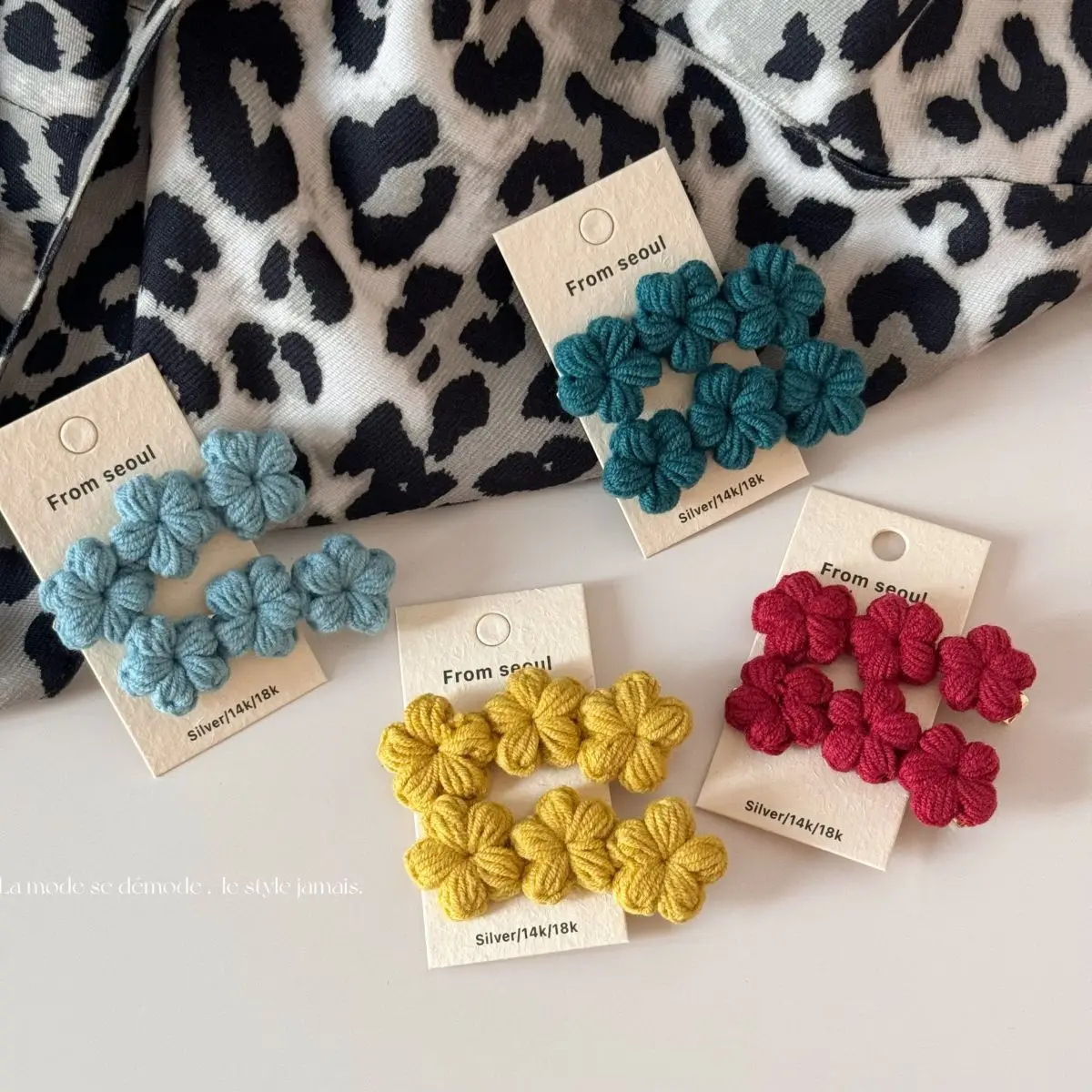 Hair Clip Crochet Flower Gradient Handmade Comfortable Non Slip Women Bangs Holder Lightweight for Daily Home Travel