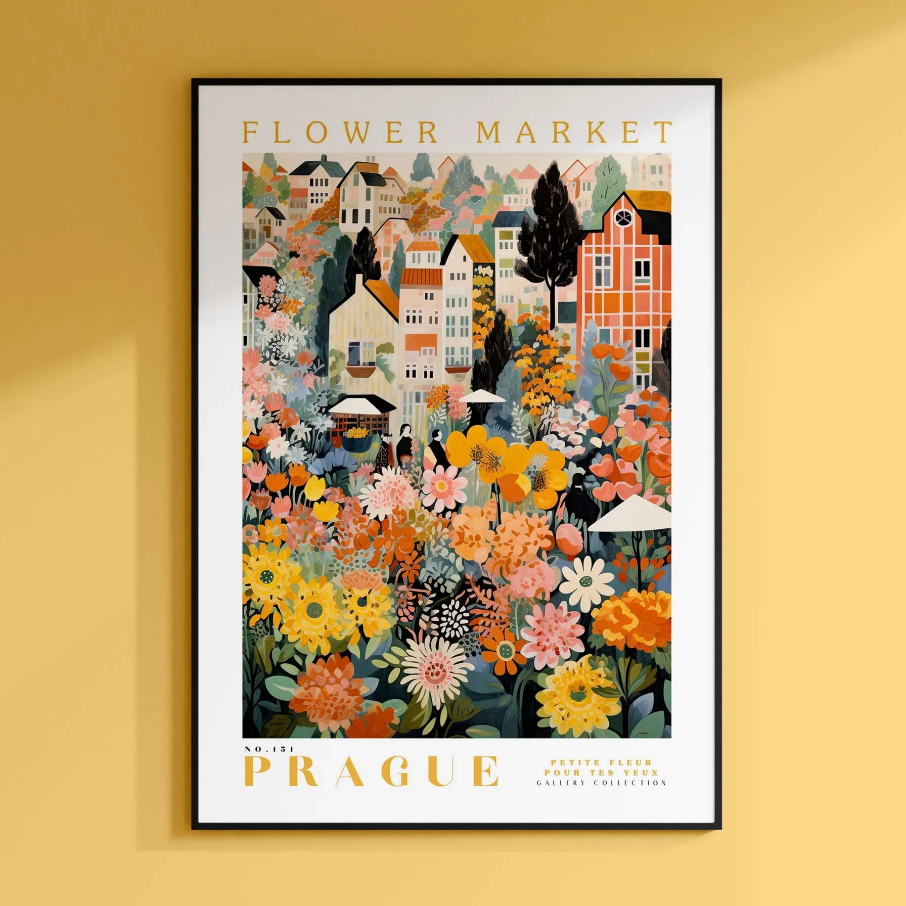 Prague Flower Market Poster, Prague Travel Art, Large Modern Poster, Botanical Wall Art, Green Wall Art, Trendy Wall Art, Floral