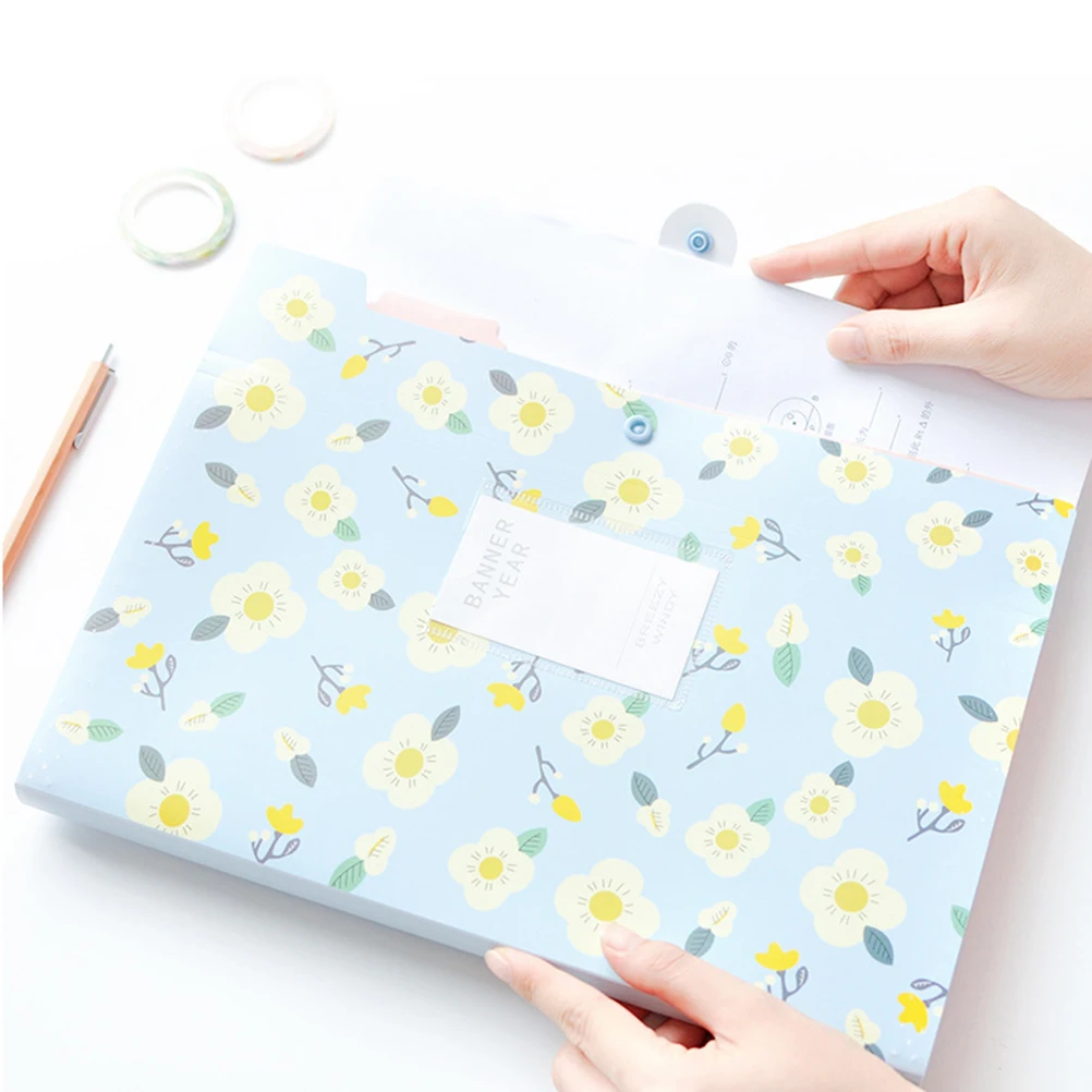 

8 Pocket File Folder Plastic Sky Blue A4 Size Indexed Dividers Snap Closure Documents ganizer Home Office School