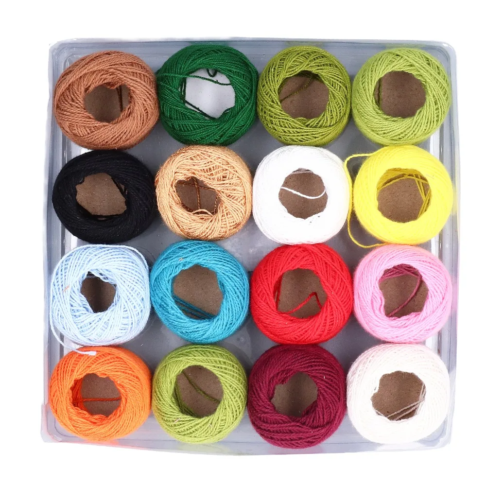 16-teiliges Set Langlebiger Mehrfarbiger Häkelgarn mit Leuchtenden Farben, Natürliche Häkelbaumwolle mit Hochglanz, Jute-Schnur-Rollen für Kunstwerke