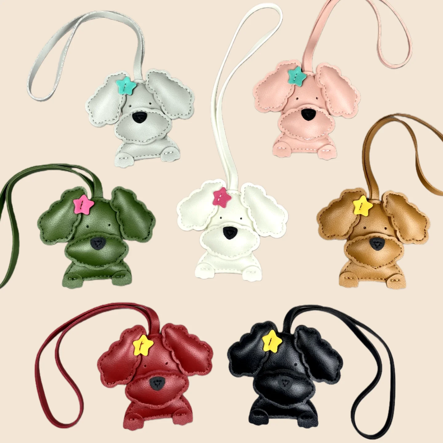 3D-Plüsch-Anhänger mit Pudel-Hundetasche – hergestellt aus robustem PU-Leder mit einer Stern-Haarspange, gut genäht und vollständig gefüllt, Geschenk – Detail 3