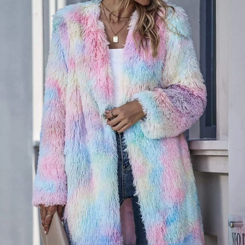 Women's Autumn/Winter Top Coat Faux Fur Collarless Retro Simple Comfortable Casual Fashion Advanced Soft Niche Versatile Skinny