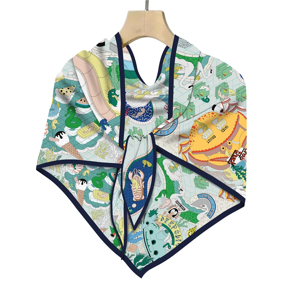 

Classic Park Head Neck Accessories Large Silk Shawl Women Triangular Scarves Shawls Mother Christmas Gift