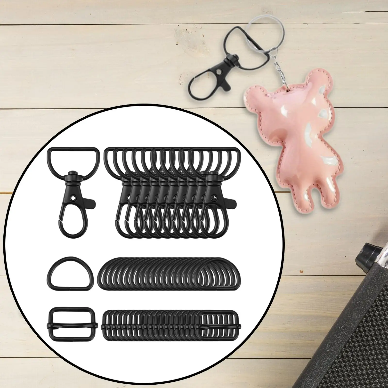 

50 Pieces Lobster Claw Clasps Metal Slide Buckles D Rings Connector for Purse