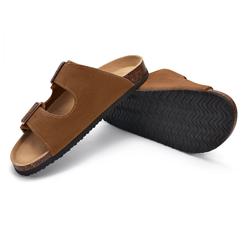 Bebealy sabots en daim de liège pantoufles marque classique hommes sabots chaussures en plein air sabots antidérapants pantoufles avec Support d'arc pantoufles de plage