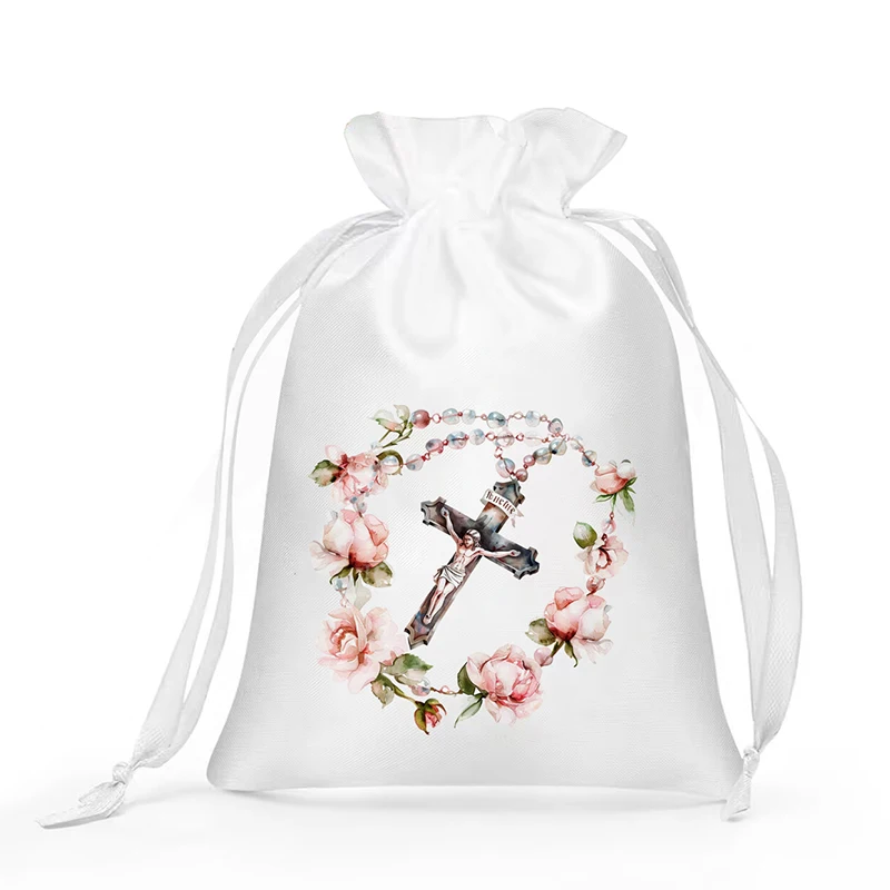 5pcs flower rosary bags boy girl 1st First Holy Communion Baptism Christening baby shower Easter Confirmation decoration gift