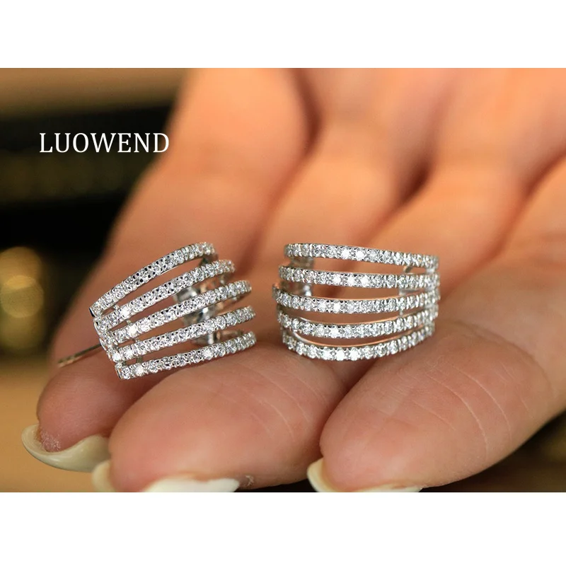 

LUOWEND серьги из 100% белого золота 18 карат, женские роскошные серьги-гвоздики в классическом стиле 1,16 карата с настоящими натуральными бриллиантами, ювелирные изделия для вечеринок