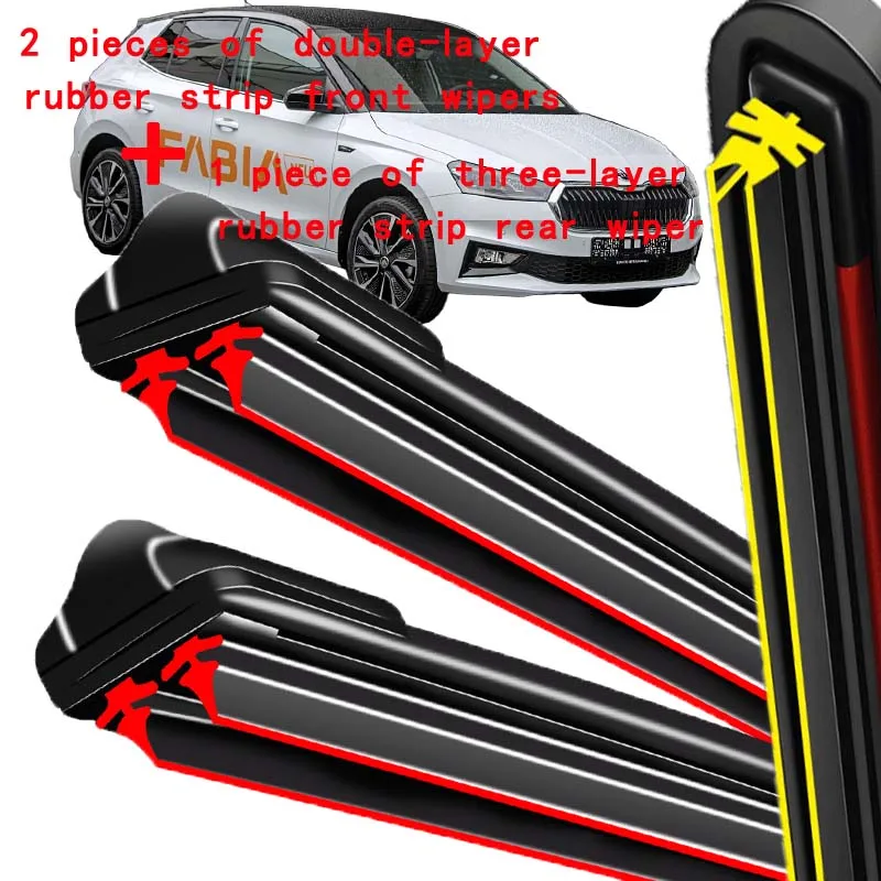 

For Skoda Fabia PJ Hatchback 2022-2024 2023 Wiper Front&Rear Wiper Blades Windshield Windscreen Window Brushes 26"18"13"