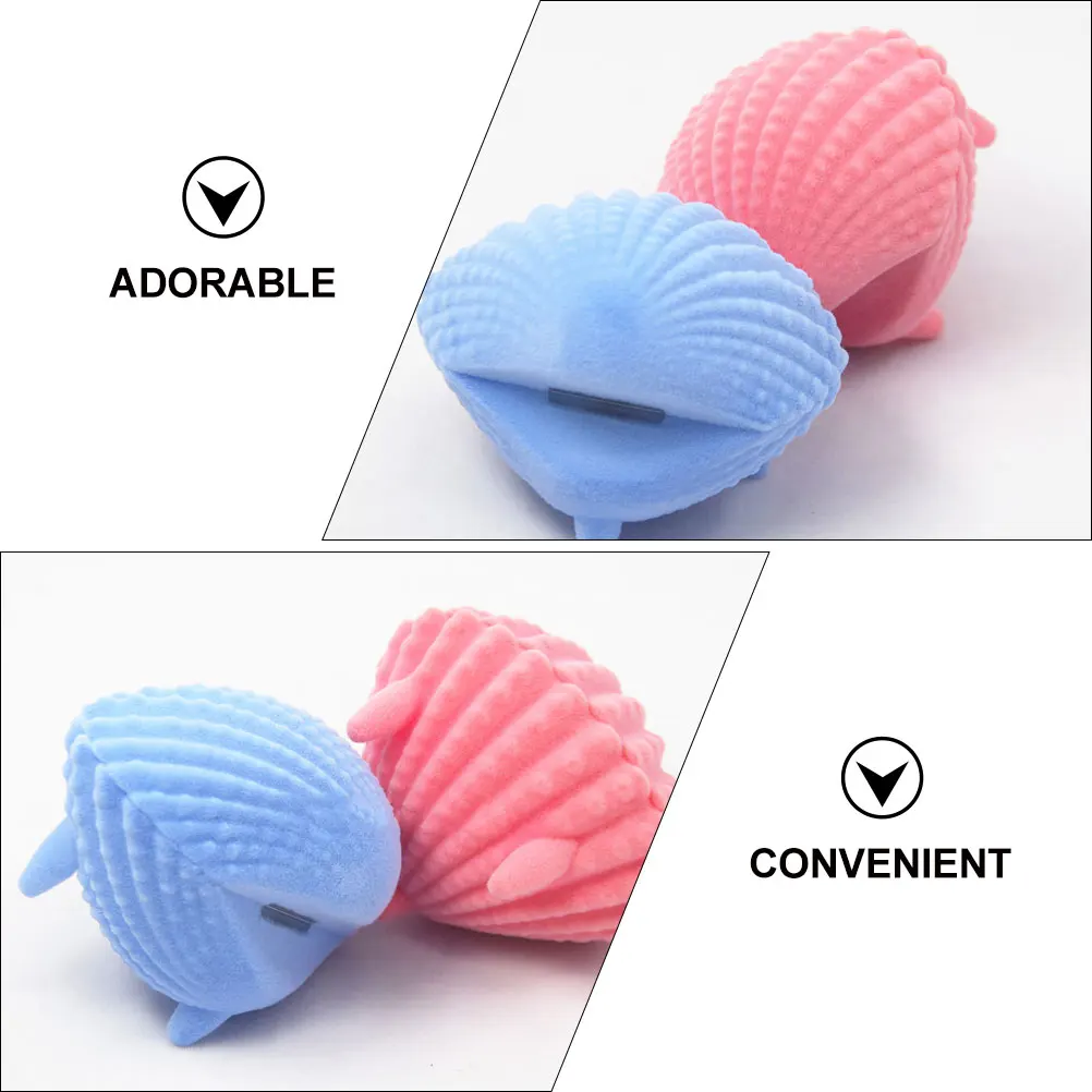 

2pcs Pearl Shell Jewelry Box Pink Seashell Ring Case Necklace Earring Storage Travel Container Gift