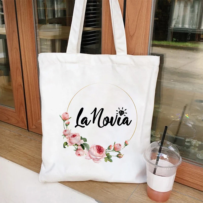 Espanhol Equipe Noiva Esquadrão Bolsa De Ombro, Casamento Nupcial Flor Coroa Sacos De Compras, Single Farewell, Bachelorette Hen Party Tote Bag