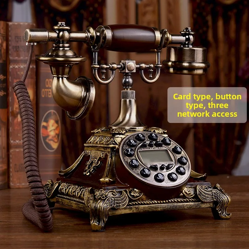 Telepon rumah bergaya retro Eropa, desain kreatif, model ponsel putar kuno dengan kartu nirkabel
