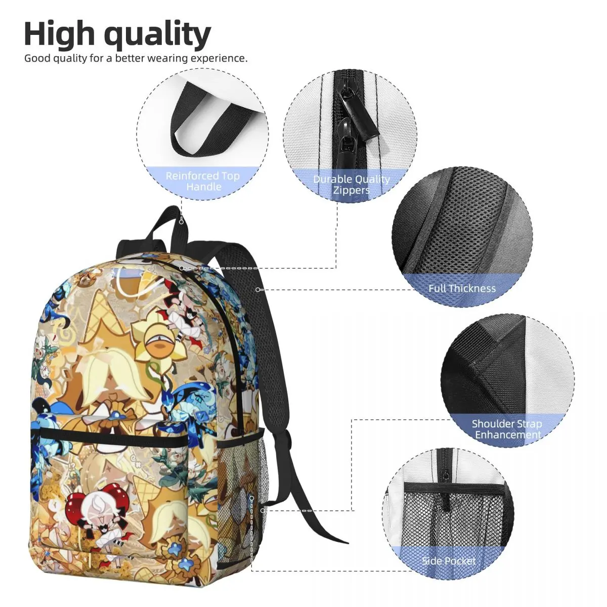 Cookie Run Kingdom Backpack Boys Girls BookBag Children School Bag Computer Shoulder Bags for Men Women