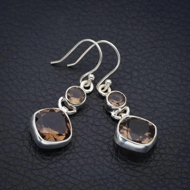 

StarGems Smoky Quartz Handmade 925 Sterling Silver Earrings 1.5" F5735