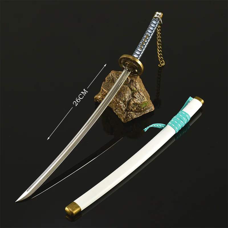 Tsushima jogo katana ghost island guardião 26cm modelo de brinquedo estatueta com bainha, faca artesanal de metal ornamento de espada de brinquedo