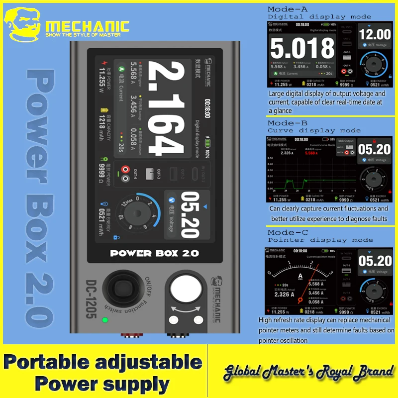 

【MECHANIC】POWER BOX2.0 Multi mode Portable Adjustable Power Supply Tester for Phone Repair Current and Voltage Detection Tool