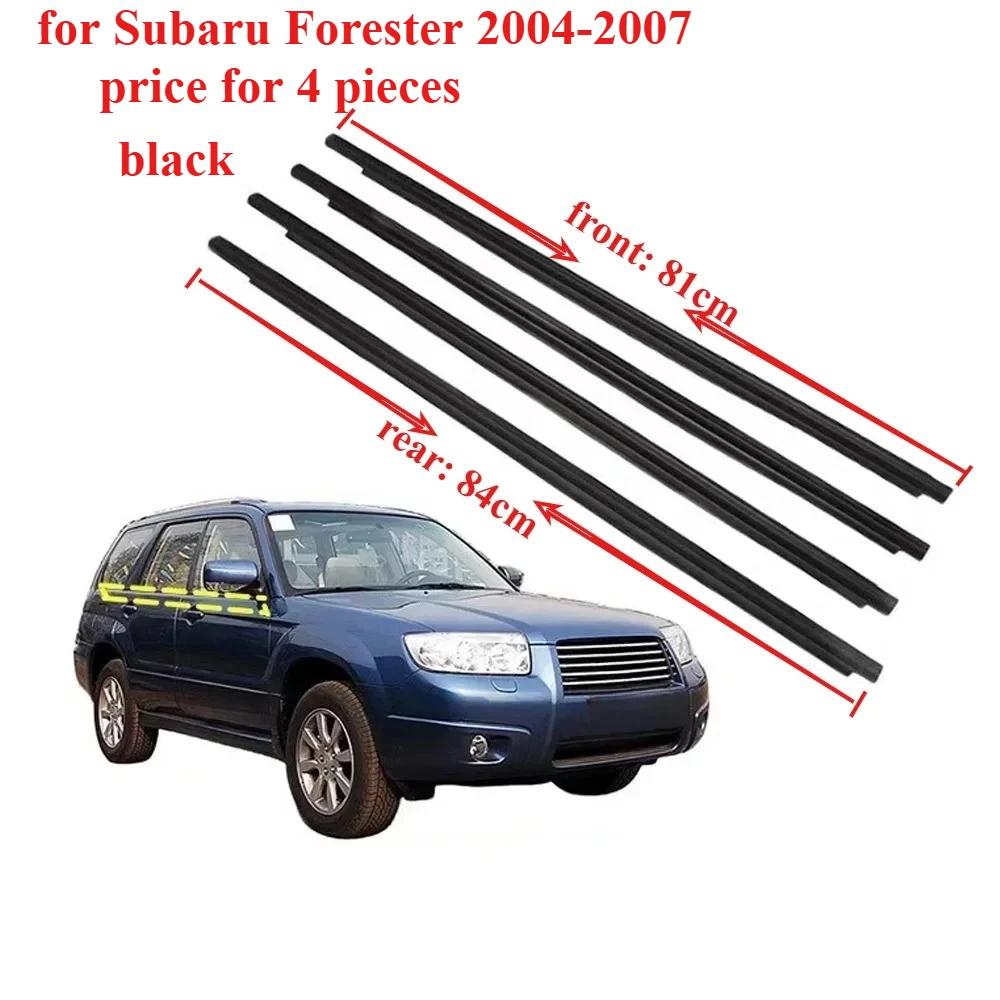 

Комплект из 4 черных резиновых уплотнителей для внешних стекол Subaru Forester 2004-2007, уплотнитель для стекла Ranger, внешний ламинат, 61280-SA010