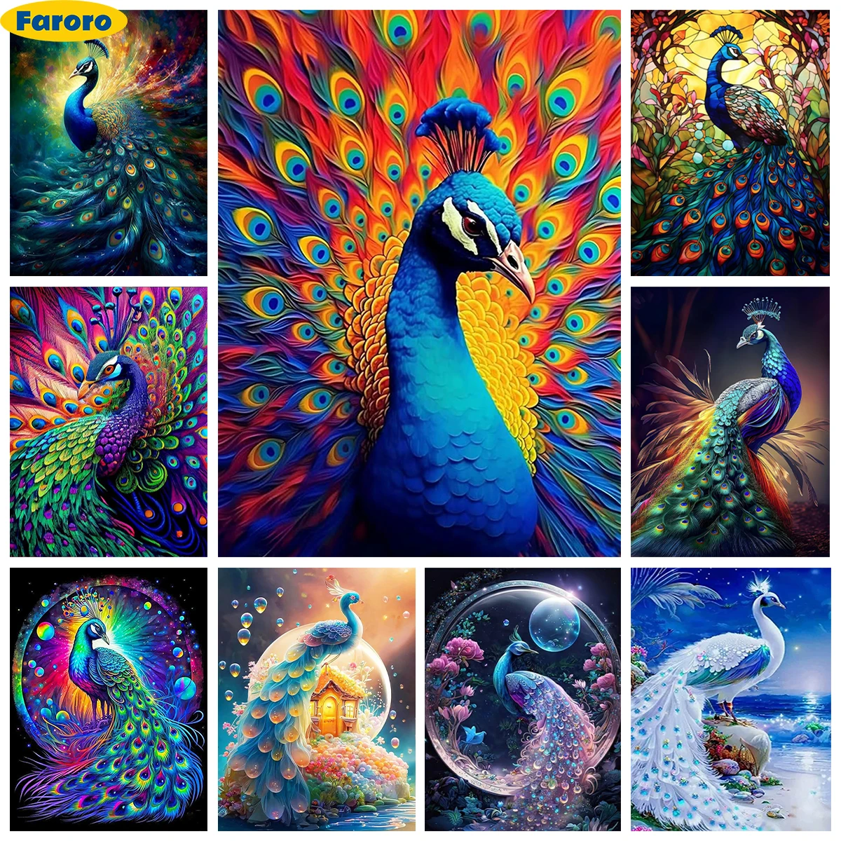 

Color Peacock Diamond Painting Kit Gemstone Art Mural DIY Diamond Embroidery Cross Stitch Adult Handicraft Gift Home Wall Decor