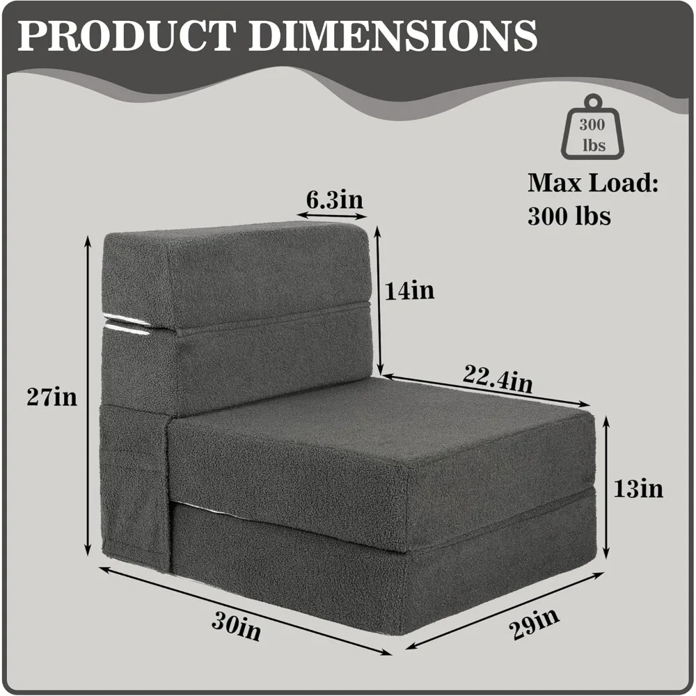أريكة سرير قابلة للتحويل من إسفنج الذاكرة، أريكة فوتون قابلة للطي مع دعم خلفي لغرفة المعيشة وضيوف النوم #3