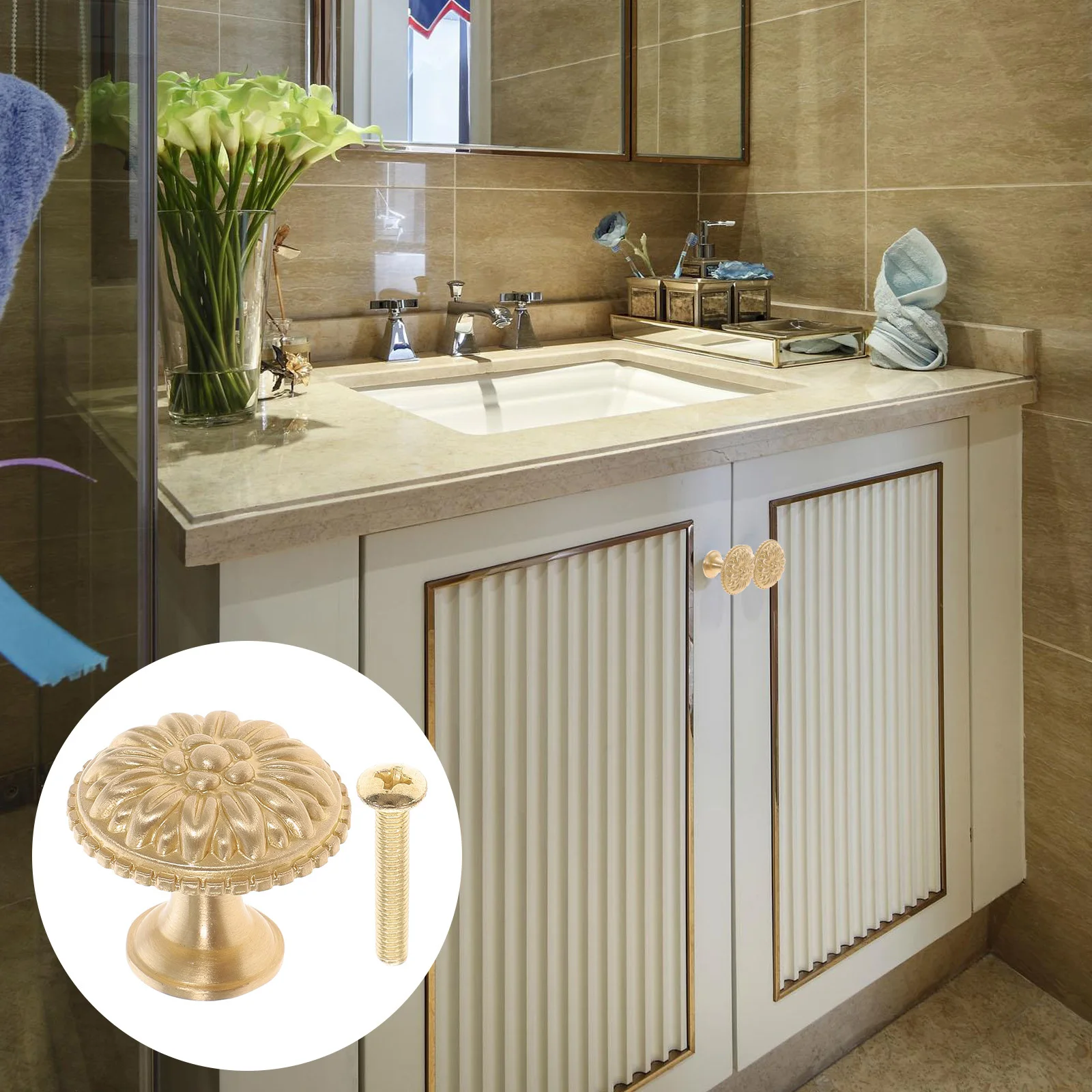 

Pure Copper Door Handle Knobs Cabinet Pulls Drawer Handles Furniture Hardware Modern Style Bright Color Long Use Easy Install