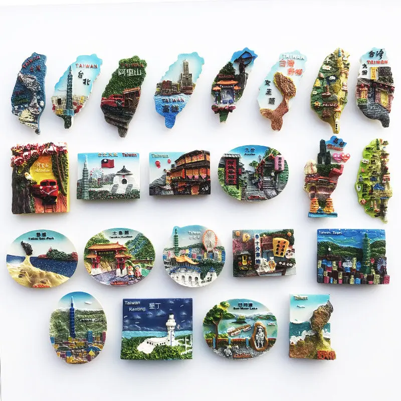 Taiwan Alishan Taroko Yeliu Kaohsiung Hualien Scenic Tourism Souvenirs Magnetic Refrigerator Stickers