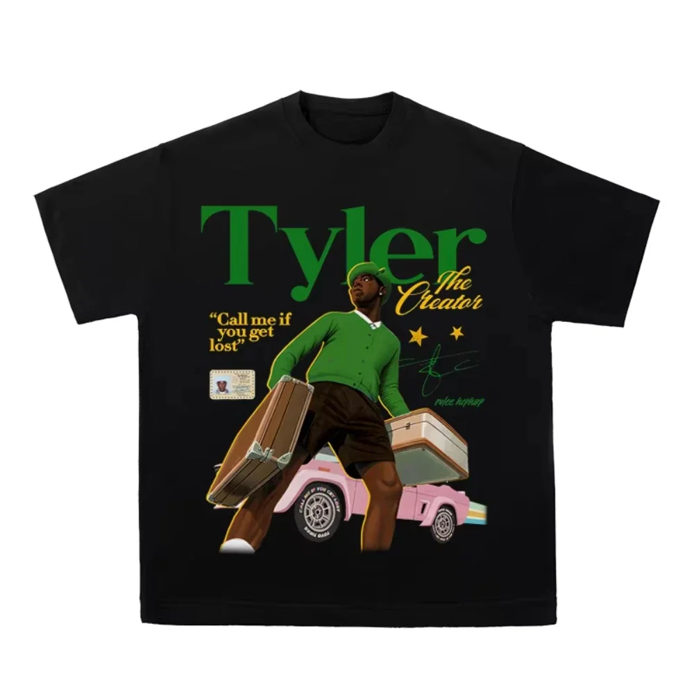 رولي راب تايلر الخالق ريترو الصيف الهيب هوب تي شيرت الرجال والنساء Crewneck الاتجاه عالية الجودة الشارع الرجال قصيرة الأكمام