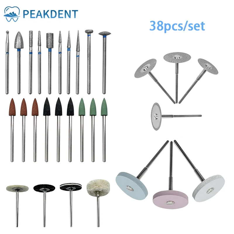 

38 Pcs/Box Dental Lab Grinding And Polishing Kit For Ceramics Porcelain HP Shank For Dental Laboratory Dentist Tool