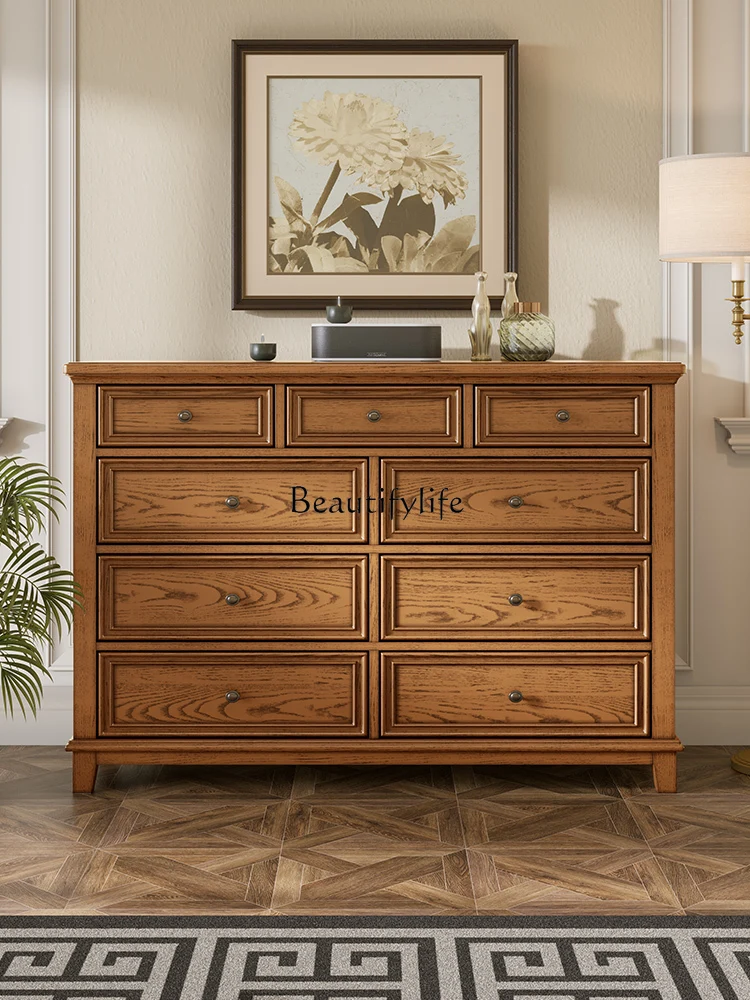 

American country solid wood nine-chest cabinet storage drawer storage cabinet furniture