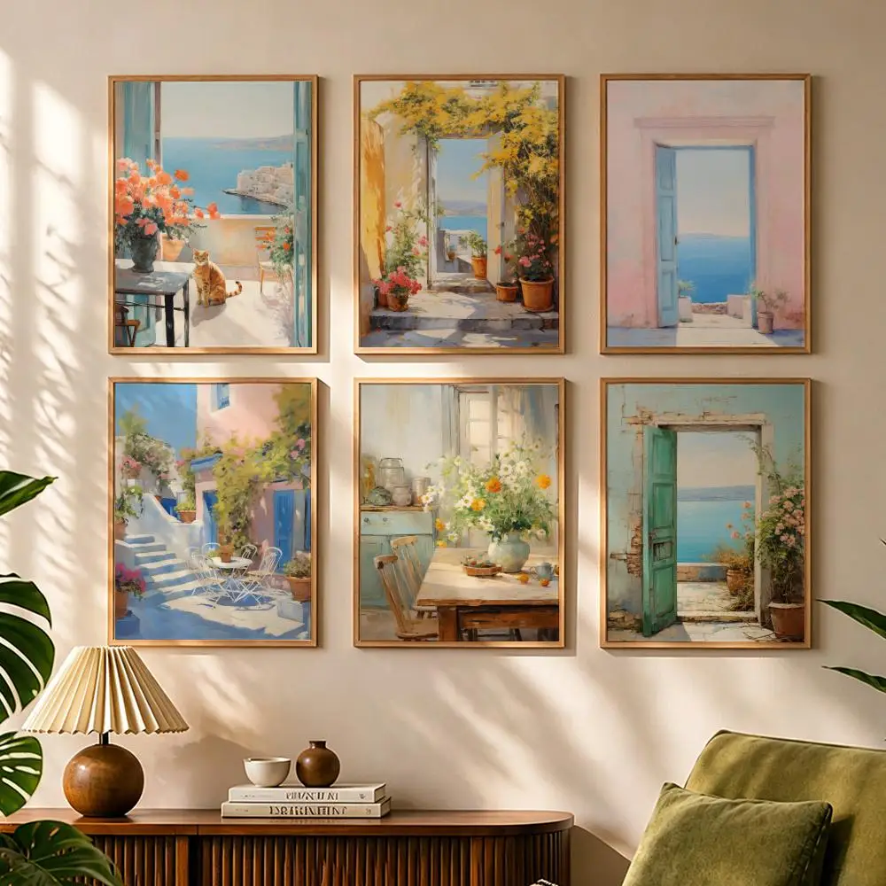 Bohemian Coast Flower Fashion Painting Kalligraphie Leinwand Poster Wandkunst Ästhetische Heimdekoration für Wohnzimmer