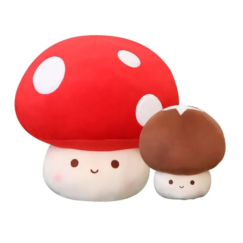 Kawaii Mushroom Doll Plush Toy Stuffed Squishy Food Plant Pillow Giant Red Brown White Emotion Plushie Peluche Decor Kids Gift