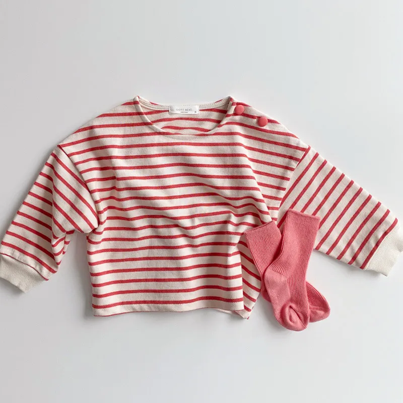 Baby Long Sleeve Tee Long Sleeve Infant Casual Stripe Top T-Shirt Spring Autumn Crewneck Clothes for Boy and Girl Baby Clothes