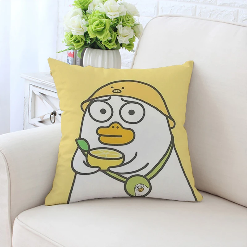 

40x40cm pillowcase cute Little duck liu cartoon double-sided printed custom pillowcase sofa cushion cover office chair backrest