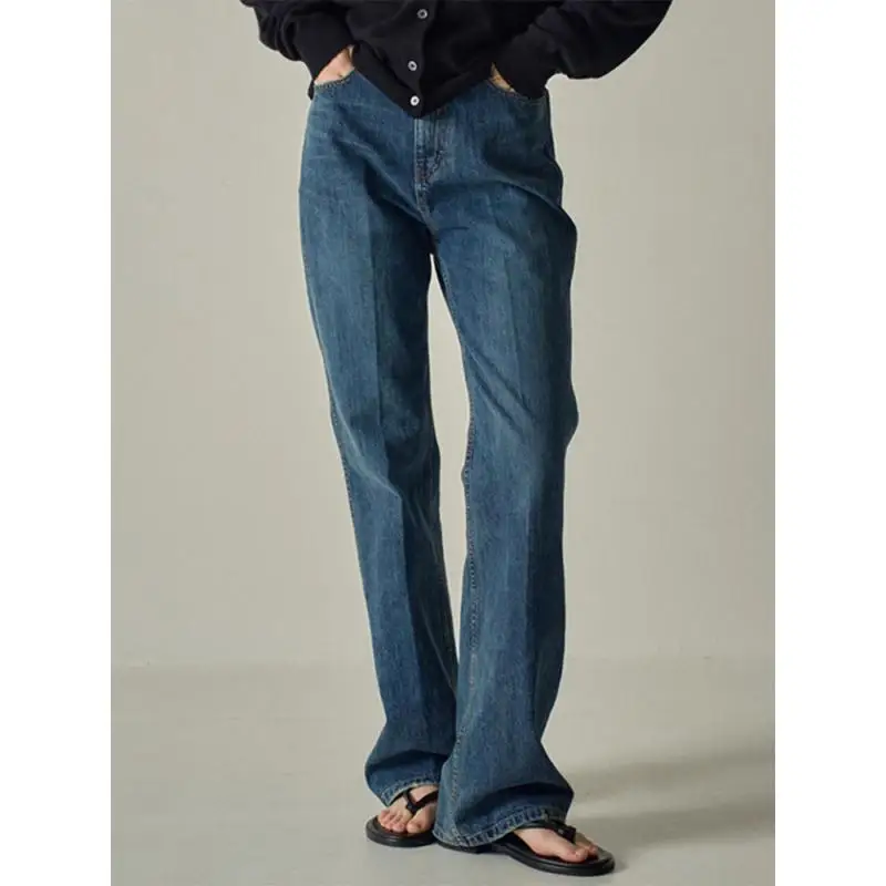 

Maxdutti French Minimalist Boyfriend Style Jeans Women's Spring And Autumn Denim Pants Design High Waist Slimming Straight Jeans