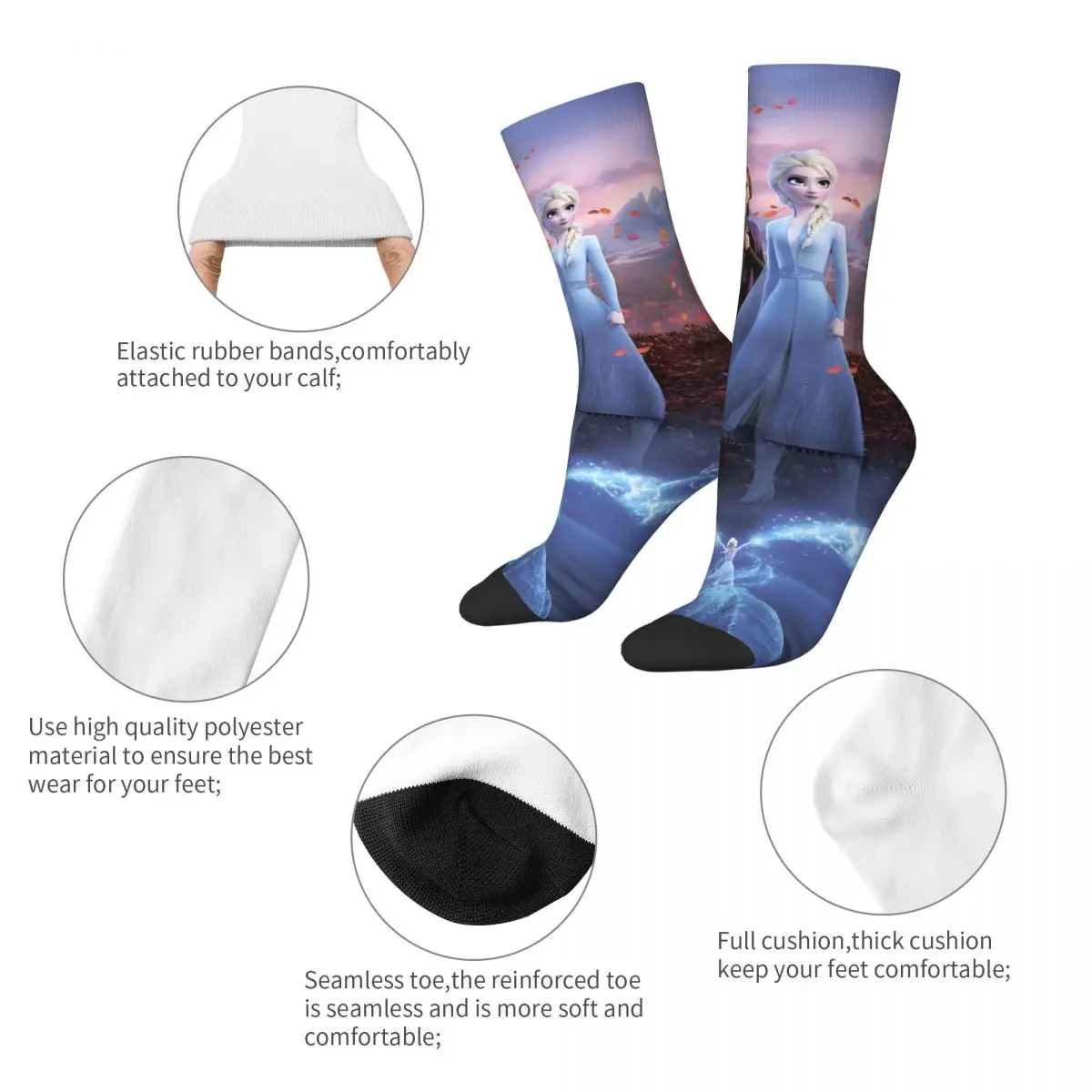 Frozen Elsa Princess Anna Sock New Male Men Socks Casual Polyester Sister Cartoon Graphic Women Sock Spring Summer Autumn Winter