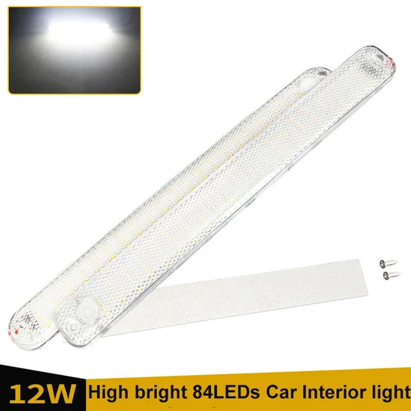 12V 24V Car Interior Light Bar 84LEDs Strip Light With Switch LED Car Reading Lamp Lighting Camper Bus Motorhome Boat Roof Light