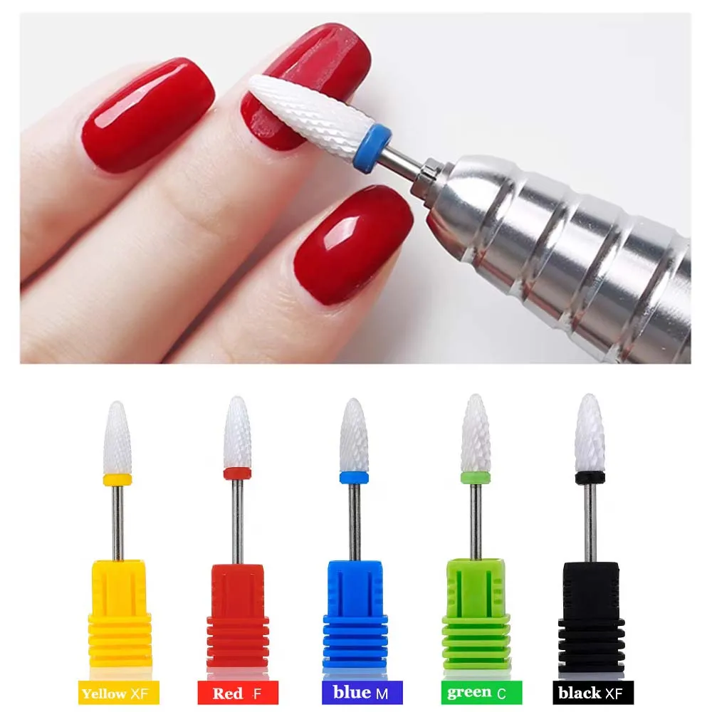 5 Sizes Ceramic Milling Cutter Manicure Nail Drill Bits Electric Nail Files Grinding Bits Mills Cutter Accessories Gel Remove