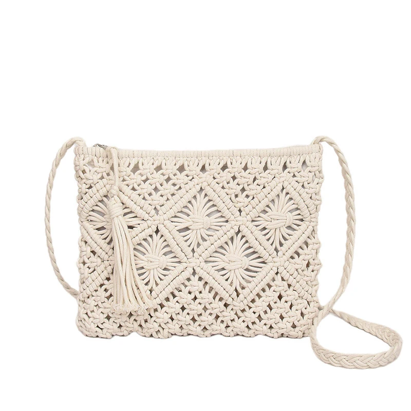 Mode Woven Aushöhlen Schulter Taschen Stroh Sommer Umhängetasche Strand Reise Handtasche Weiblichen Beutel Frauen Messenger Taschen 2024 – Detail 25