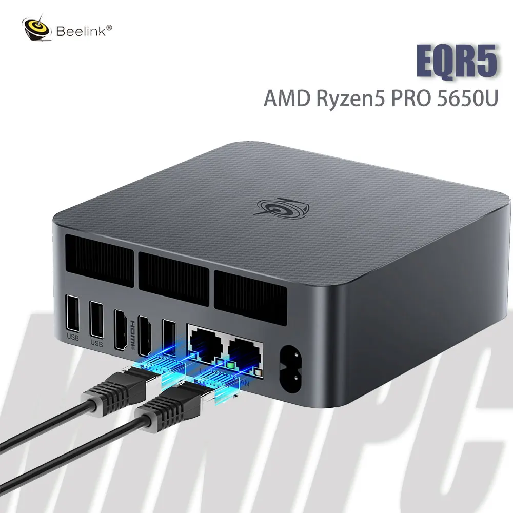 Beelink EQR5 Mini Pc AMD Ryzen5 PRO 5650U 16G DDR4 500G SSD WIFI6 BT5.2 HDMI LAN For Gaming Company Work Desktop Computer