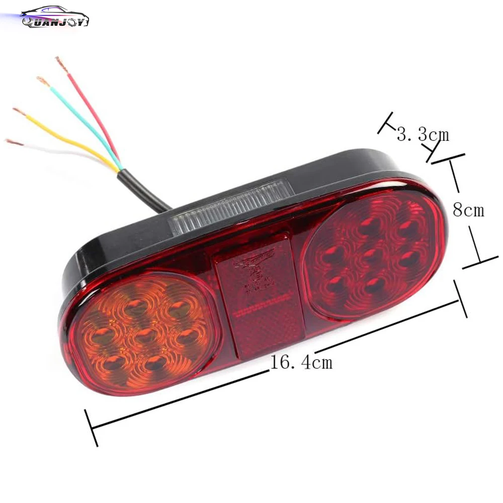 Yuanjoy 2Pcs 12V Trailer Rear Lights Set Brake Light for Caravan Van Truck Yellow+Red LED Stop Warning Indicator Lamps