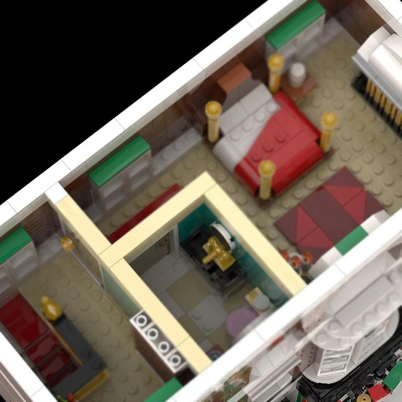 City Street View รุ่น MOC อาคารอิฐอิฐสีแดง Mansion Modular เทคโนโลยีของขวัญวันหยุดประกอบของเล่นเด็กชุด