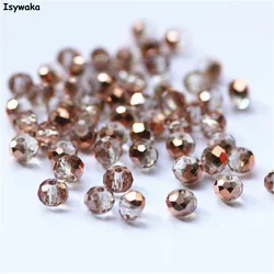 Isywaka Red Copper Color 4*6mm 50pcs Rondelle  Austria faceted Crystal Glass Beads Loose Spacer Beads for Jewelry Making