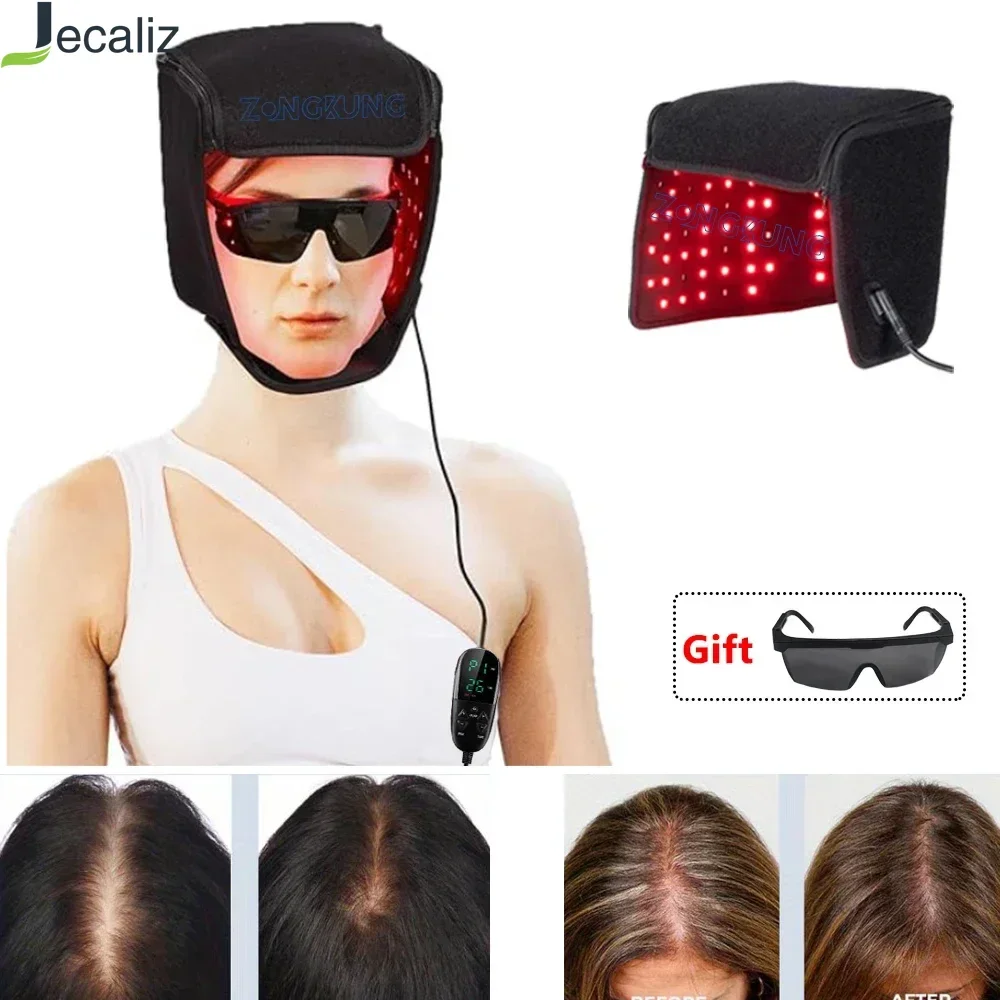 Gorro para el crecimiento del cabello que reduce la oleosidad fortalece el cabello, gorro de terapia con luz roja LED para el crecimiento del cabello, alivia la fatiga, gorro anticaída