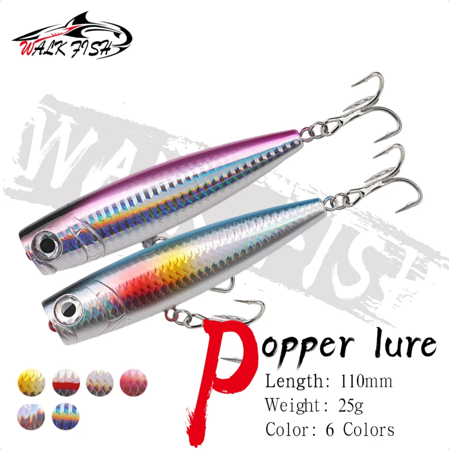 1 SZTUK 110mm 25g Pływająca przynęta Popper Wędkarstwo morskie Topwater Fishing Lure Platic Hard Bait Pesca Fishing Tackle Wolframowe główki jigowe