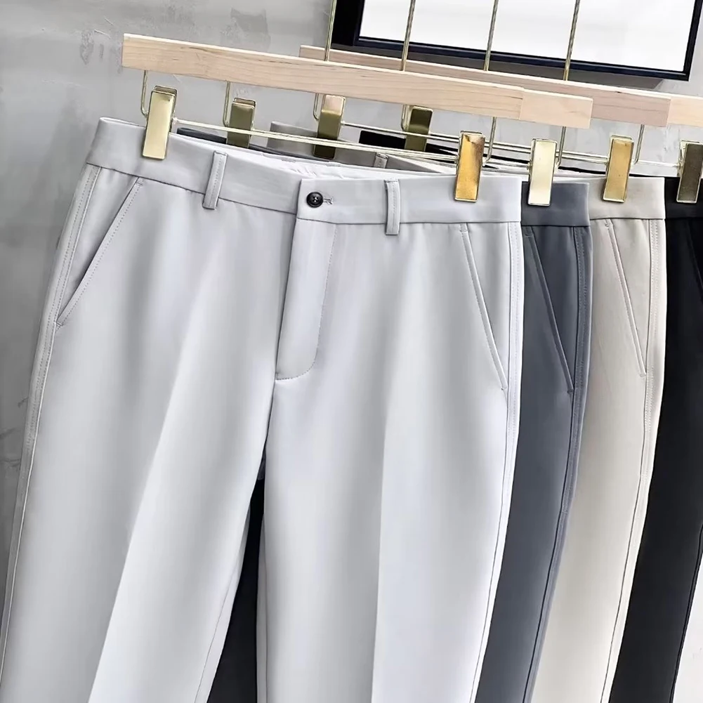 Männer Smart Casual Vielseitige Gerade Drapierte Casual Anzug Hosen Business Licht Reife Hosen Elastische Sport Gerade Bein Arbeit Hose