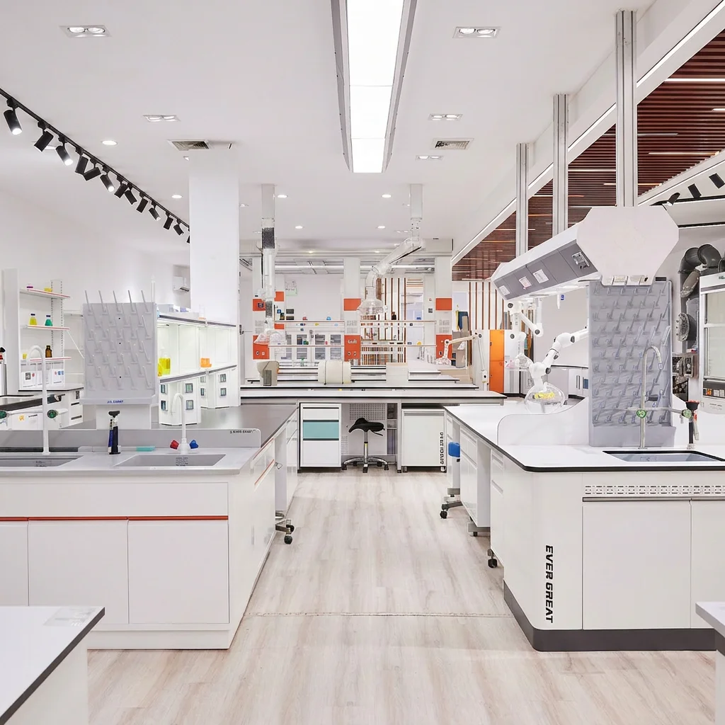 Chemical Island Work Bench Chemistry Biology Central Laboratory Steel Frame Phenolic Resin Lab Table For Hospital School