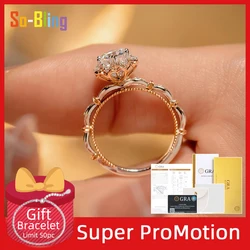 So-Bling 5mm D VVS1 Moissanite Ring with Gra Certificate 925 Sterling Silver Engagement Wedding Rings for Women Jewelry