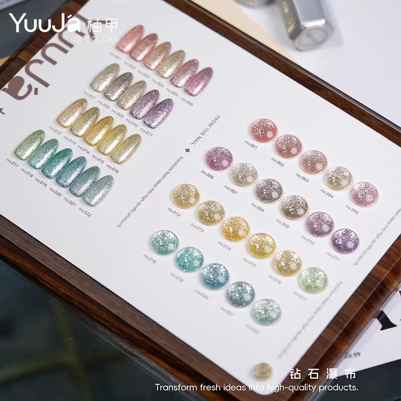 

YUUJA 22 Color Nail gel set Mismatched Fashion Glitter Non-toxic UV gel Professional Nail salon New model 2024 Nail art kit