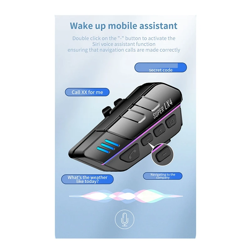 Auricolare per casco moto Bluetooth LX4 chiamata vivavoce Wireless auricolare Anti-interferenza Stereo impermeabile