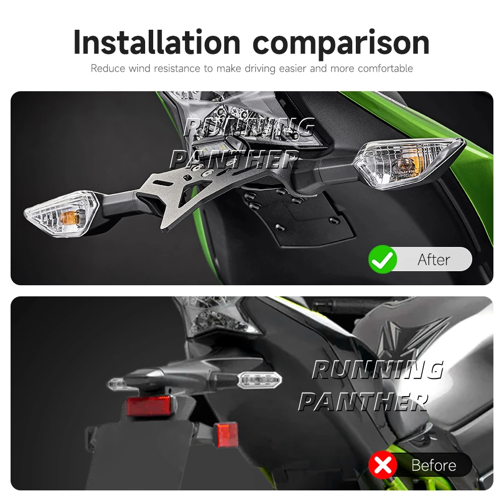 دراجة نارية لوحة ترخيص قوس لكاواساكي Z900 Z 900 z900 2018-2024 اكسسوارات الضوء الخلفي جبل رقم لوحة عدة